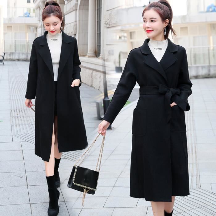 manteau noir long femme